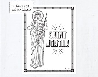 Catholic Coloring Page - Saint Agatha - Catholic Saints - Printable Coloring Page - Digital - PDF