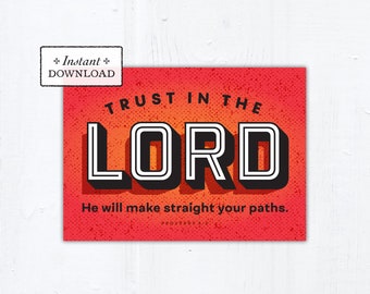 Trust in the Lord Graduation Card Catholic Graduation Card 5x7 Printable Encouragement Card Catholic Greeting Card Scripture Proverbs