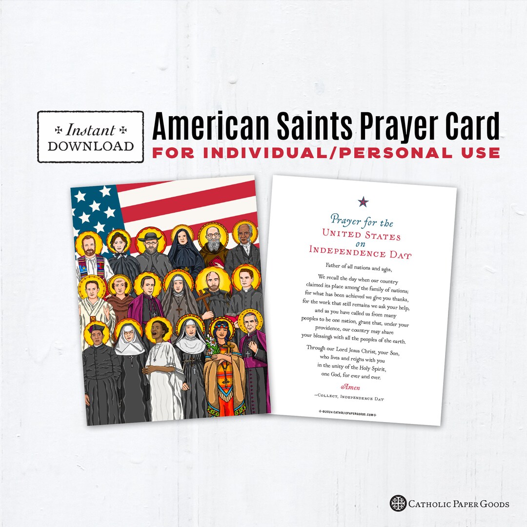 American Saints Printable Prayer Card, Individual/personal Use, Catholic Saints Prayer Card ...