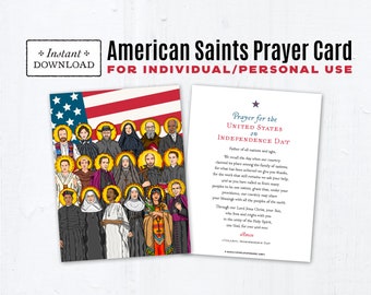 American Saints Printable Prayer Card, Individual/Personal Use, Catholic Saints Prayer Card, Instant Download Printable PDF A2 4.25x5.5