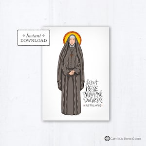 Saint Rose Philippine Duchesne Card, Art Print, Instant Download, PDF 5x7 Printable Saint Print Confirmation Gift Baptism Rose P Duchesne