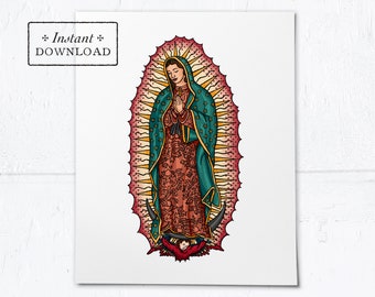 Our Lady of Guadalupe Frameable Art Print - Instant Download - DIY Downloadable PDF 8"x10"