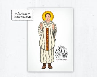 Venerable Emil Kapaun Card, Art Print, Instant Download, DIY Downloadable PDF 5"x7" Printable Saint Confirmation Gift Fr Kapaun