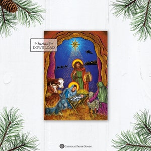 The Nativity of the Lord Catholic Christmas Card from All About Advent & Christmas Book, Instant Download, DIY, PDF 5”x7"