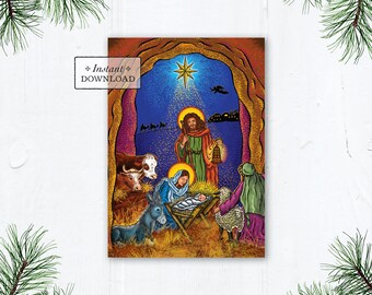 The Nativity of the Lord Catholic Christmas Card from All About Advent & Christmas Book, Instant Download, DIY, PDF 5”x7"