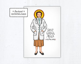 St. Gianna Molla Card - Art Print - Instant Download - DIY Downloadable PDF 5"x7"