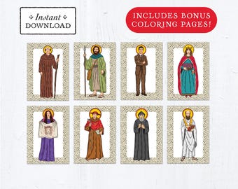 Catholic Saint Flash Cards: July Set #2 + Coloring Pages (Printable PDF)