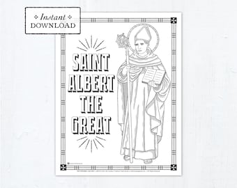 Saint Albert the Great Catholic Coloring Page, Albert the Great, Catholic Saints, Printable Coloring Page, Digital, PDF