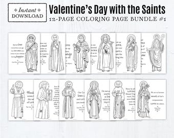 Catholic Saints Valentine's Day Coloring Pages Set 1: Printable Party Activity (PDF)