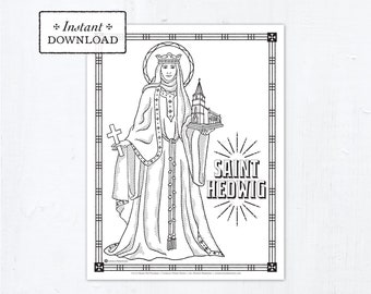 Catholic Coloring Page - Saint Hedwig - Catholic Saints - Printable Coloring Page - Digital - PDF