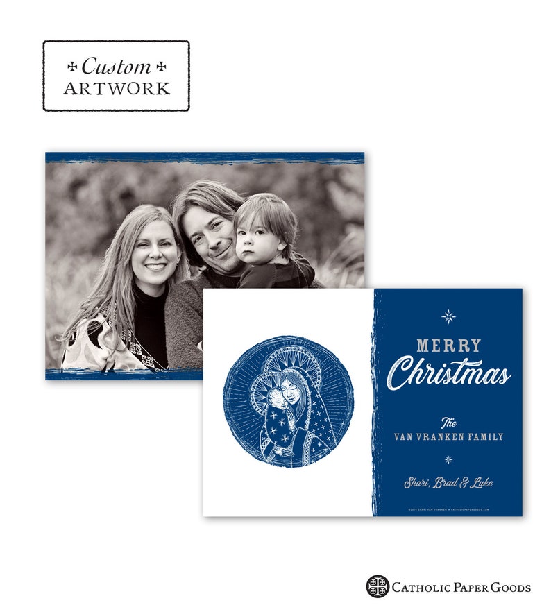 Catholic Christmas Photo Card Customizable Mary & Jesus DIY Print it Yourself Portrait or Landscape Downloadable Template 5x7 image 4