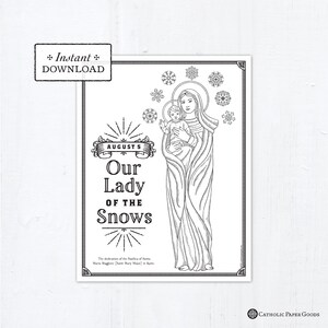 Catholic Coloring Page, Our Lady of the Snows, Catholic Marian Coloring Page, Printable Coloring Page, Digital Coloring Page, PDF
