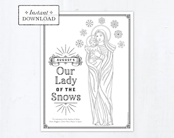 Catholic Coloring Page, Our Lady of the Snows, Catholic Marian Coloring Page, Printable Coloring Page, Digital Coloring Page, PDF