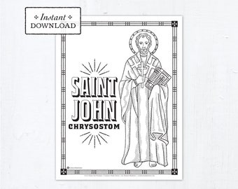 Catholic Coloring Page - Saint John Chrysostom - Catholic Saints - Printable Coloring Page - Digital - PDF