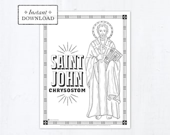 Catholic Coloring Page - Saint John Chrysostom - Catholic Saints - Printable Coloring Page - Digital - PDF