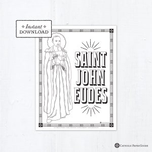 Catholic Coloring Page, Saint John Eudes Coloring Page, Catholic Saints, Printable Coloring Page, Digital Coloring Page, PDF