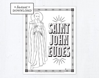 Catholic Coloring Page, Saint John Eudes Coloring Page, Catholic Saints, Printable Coloring Page, Digital Coloring Page, PDF