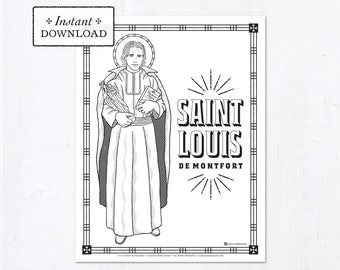 Catholic Coloring Page - Saint Louis de Montfort - Catholic Saints - Printable Coloring Page - Digital - PDF
