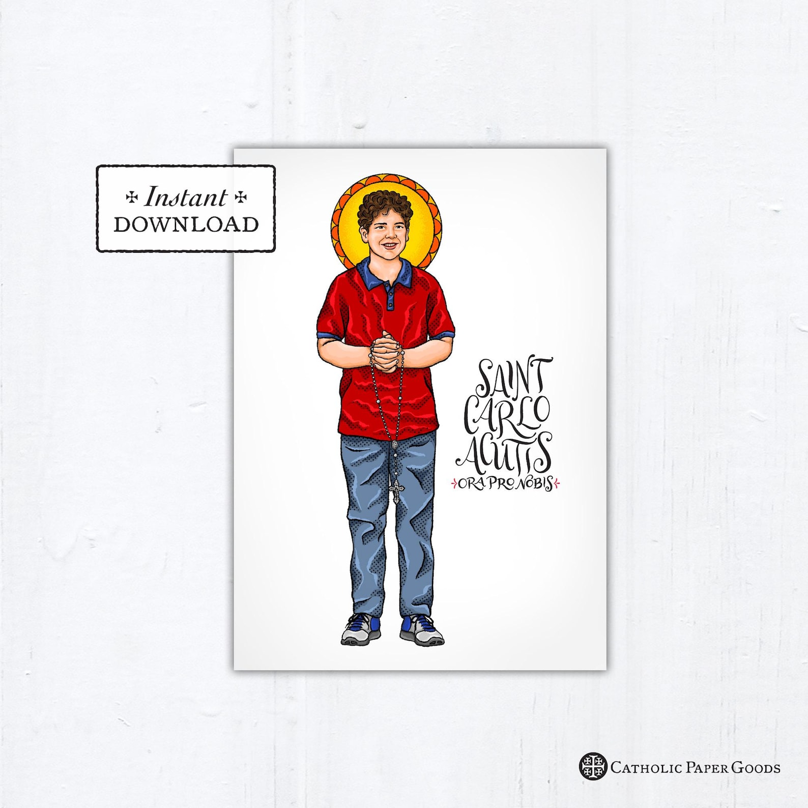Saint Carlo Acutis Art Print: Catholic Confirmation Gift (downloadable ...