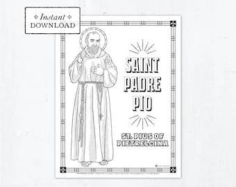 Catholic Coloring Page - Saint Padre Pio (St. Pius of Pietrelcina) - Catholic Saints - Printable Coloring Page - Digital - PDF