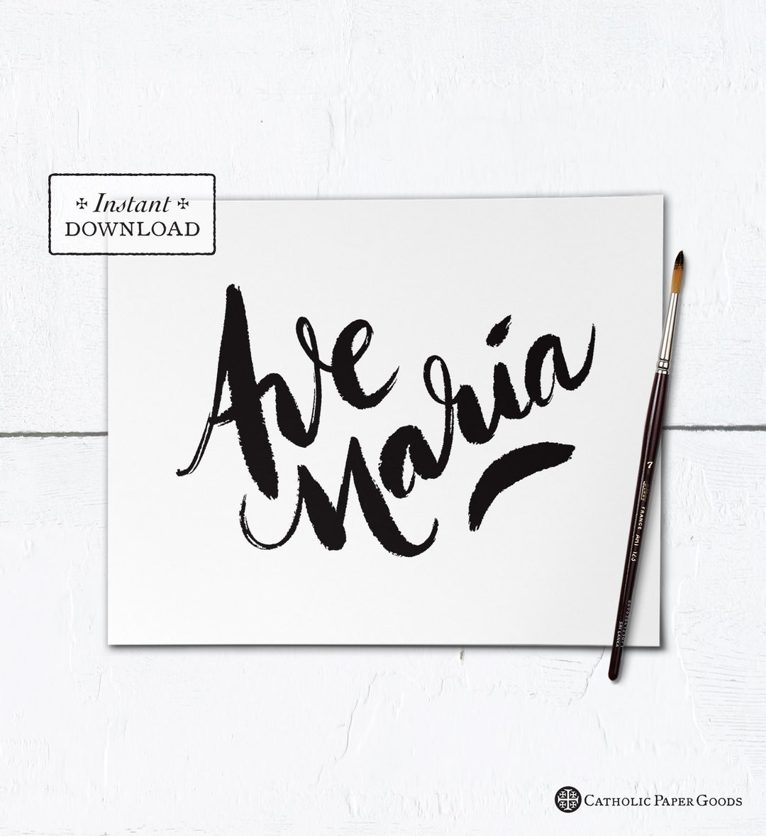 Ave Maria Black & White Frameable Art Print - Instant Download - DIY ...