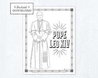 Pope Leo XIV Coloring Page, Pope Leo XIV, Printable Coloring Page, Digital, PDF, Pope Leo Catholic Coloring Page