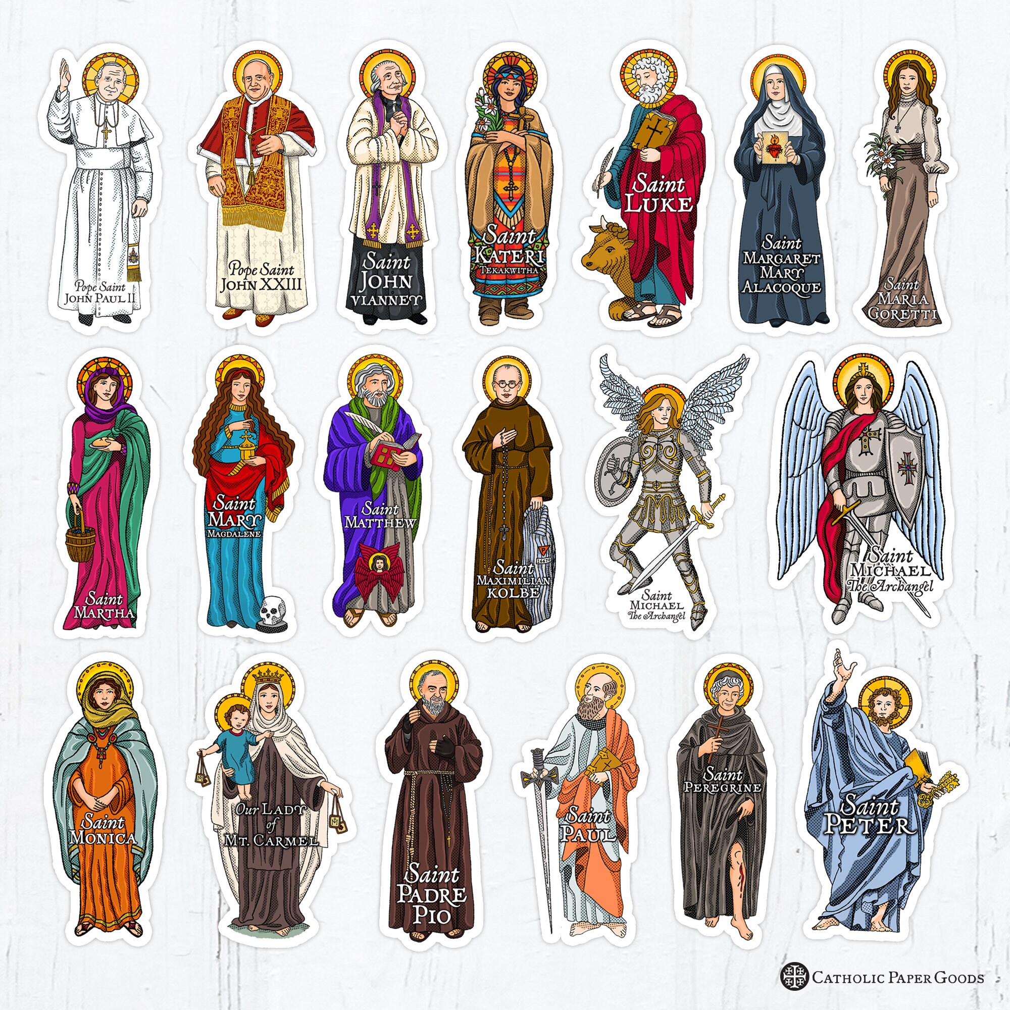 Catholic Saints 4 Inch Die Cut Vinyl Stickers Peel & Stick