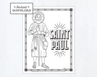 Catholic Coloring Page - Saint Paul (Young) Catholic Saints - Printable Coloring Page - Digital - PDF
