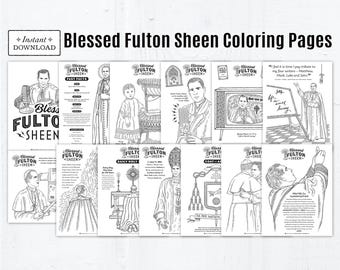 Blessed Fulton Sheen Coloring Pages: 13-Page Catholic Kids Printable (Digital Download)