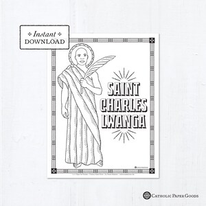 Catholic Coloring Page - Saint Charles Lwanga - Catholic Saints - Printable Coloring Page - Digital - PDF