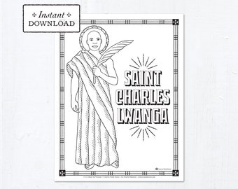 Catholic Coloring Page - Saint Charles Lwanga - Catholic Saints - Printable Coloring Page - Digital - PDF