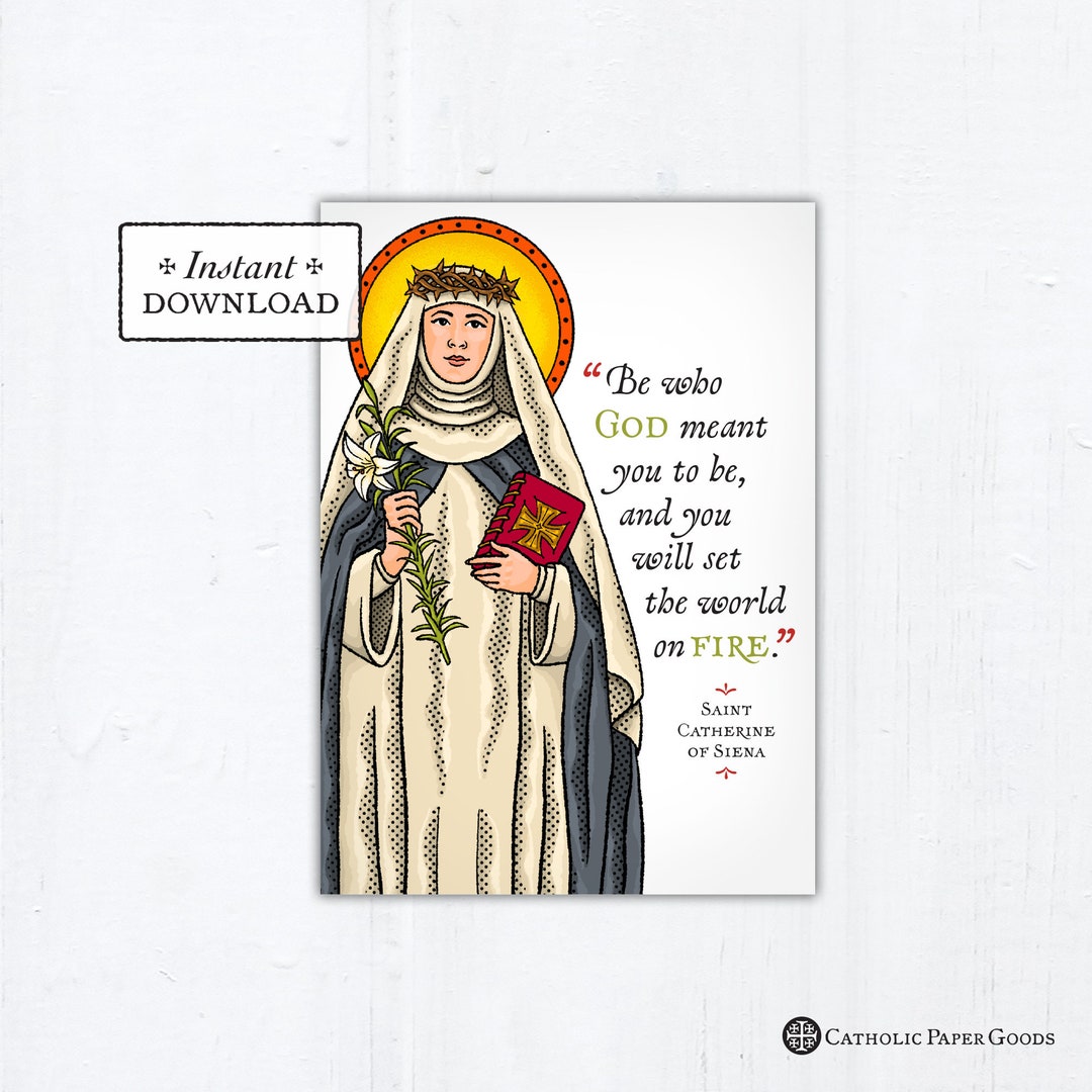 Saint Catherine of Siena Card Catholic Graduation Card, 5x7 Printable ...