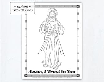 Divine Mercy Coloring Page: Jesus, I Trust in You (Printable PDF)