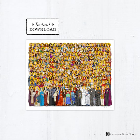 All Saints Frameable Art Print, All Saints Day Decoration, Instant Download, Downloadable PDF 8"x10" All Saints Day Party