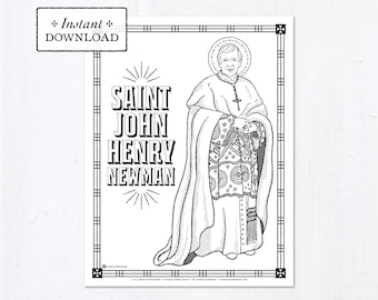 Catholic Coloring Page - Saint John Henry Newman - Catholic Saints - Printable Coloring Page - Digital - PDF