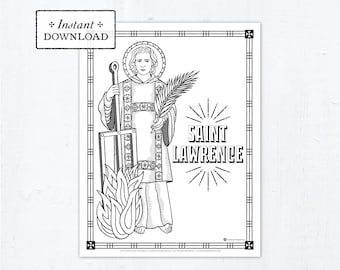 Catholic Coloring Page, Saint Lawrence, Saint Laurence, Catholic Saints, Printable Coloring Page, Digital, PDF, St Laurence St Lawrence