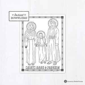 Catholic Coloring Page - Saints Anne and Joachim - Catholic Saints - Printable Coloring Page - Digital - PDF St Anne Joachim Download
