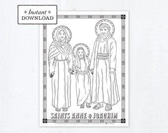 Catholic Coloring Page - Saints Anne and Joachim - Catholic Saints - Printable Coloring Page - Digital - PDF St Anne Joachim Download