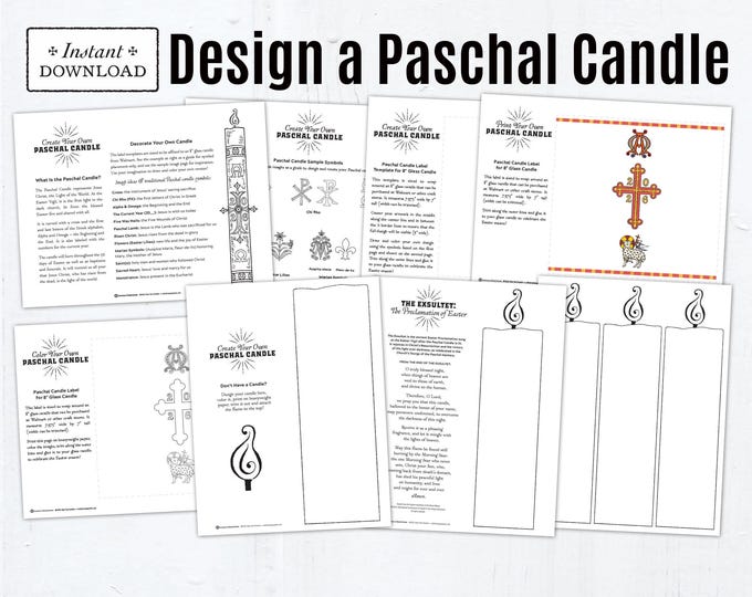 Featured listing image: Design Your Own Paschal Candle, Printable Templates (PDF), Catholic Easter Vigil Activity
