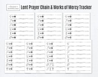 Catholic Lent Prayer Chain, Corporal Works of Mercy Tracker, 40 Days of Lenten Prayer, Catholic Lent Activity, Lenten Prayer Tracker