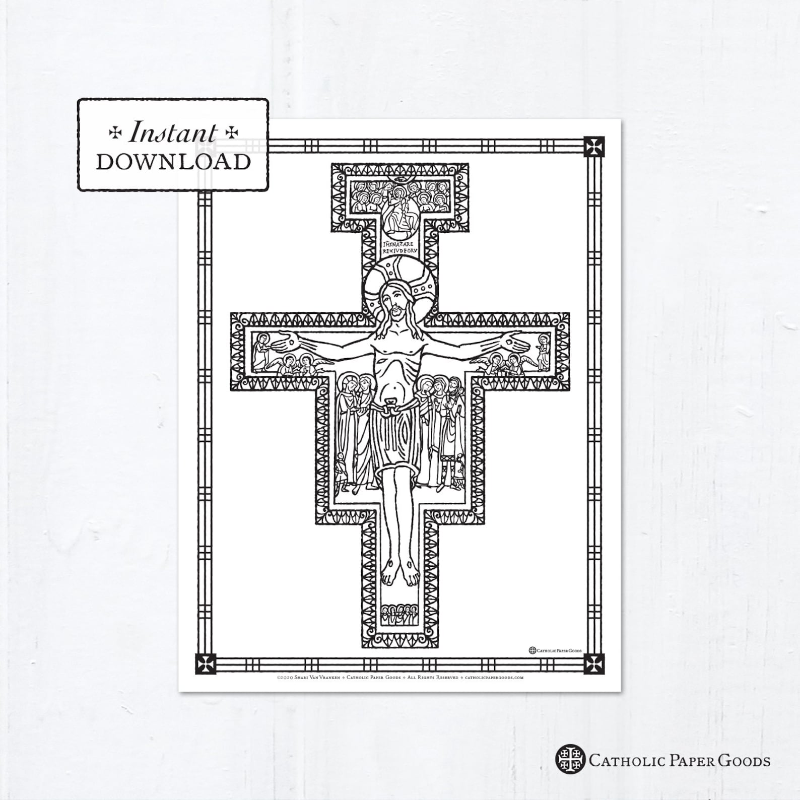San Damiano Cross Coloring Page: Catholic Art (printable PDF) - Etsy