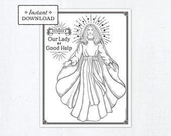 Catholic Coloring Page, Our Lady of Champion, Catholic Marian Coloring Page, Printable Coloring Page, Digital Coloring Page, PDF