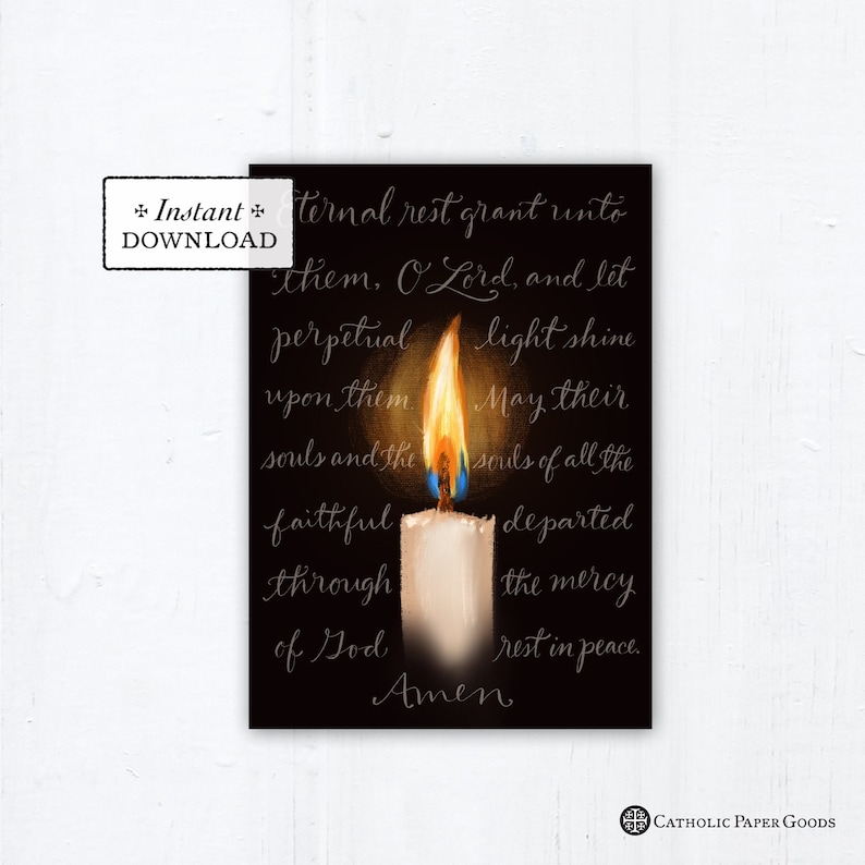 Eternal Rest Prayer Candle Catholic Sympathy Card 5x7 Instant Etsy