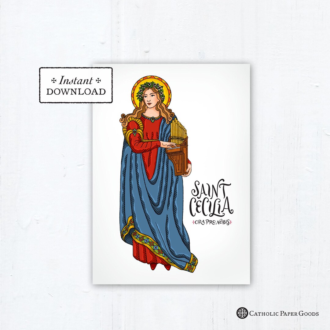 Saint Cecilia Card - Art Print - Instant Download - DIY Downloadable ...
