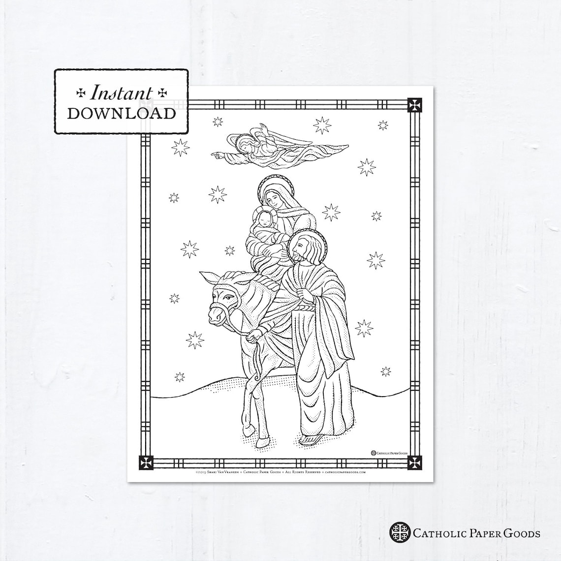 Catholic Coloring Page Christmas the Flight to Egypt | Etsy