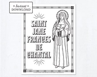 Catholic Coloring Page - Saint Jane Frances de Chantal - Catholic Saints - Printable Coloring Page - Digital - PDF