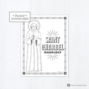Catholic Coloring Page - Saint Charbel Makhlouf - Catholic Saints - Printable Coloring Page - Digital - PDF St Sharbel Makhlouf