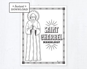 Catholic Coloring Page - Saint Charbel Makhlouf - Catholic Saints - Printable Coloring Page - Digital - PDF St Sharbel Makhlouf
