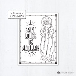 Saint Louise de Marillac Catholic Coloring Page - Daughters of Charity - Catholic Saints - Printable Coloring Page - Digital - PDF