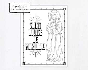 Saint Louise de Marillac Catholic Coloring Page - Daughters of Charity - Catholic Saints - Printable Coloring Page - Digital - PDF